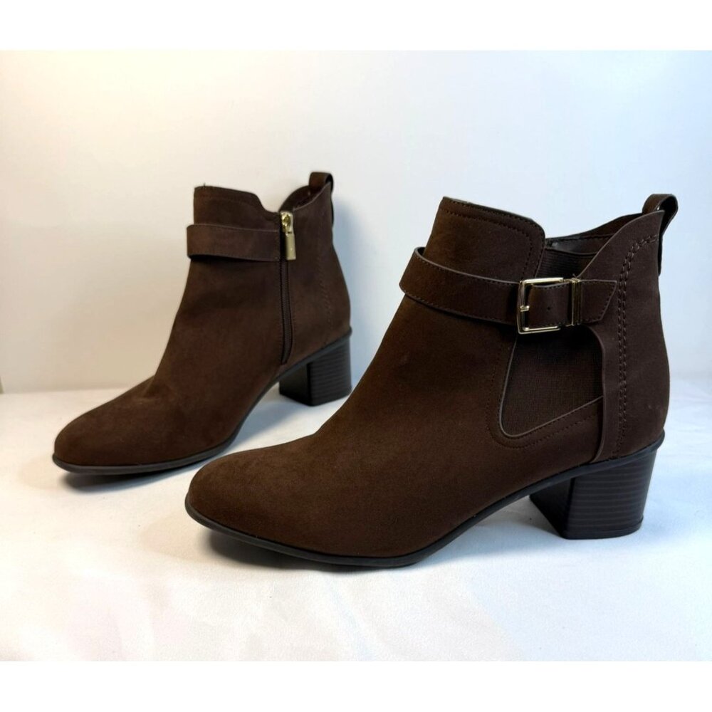 Kenneth Cole Corey  Womens Size 11M Brown Suede Buckle Ankle Booties